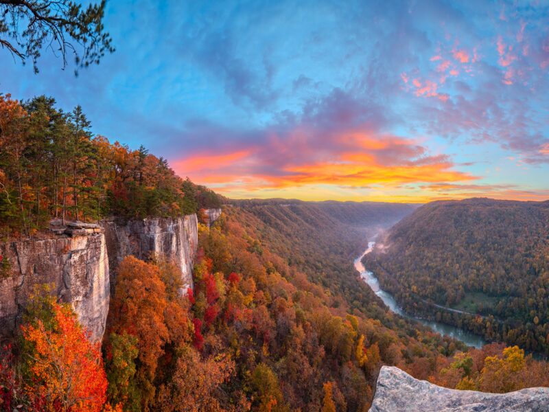 New,River,Gorge,,West,Virginia,,Usa,Autumn,Morning,Landscape,At