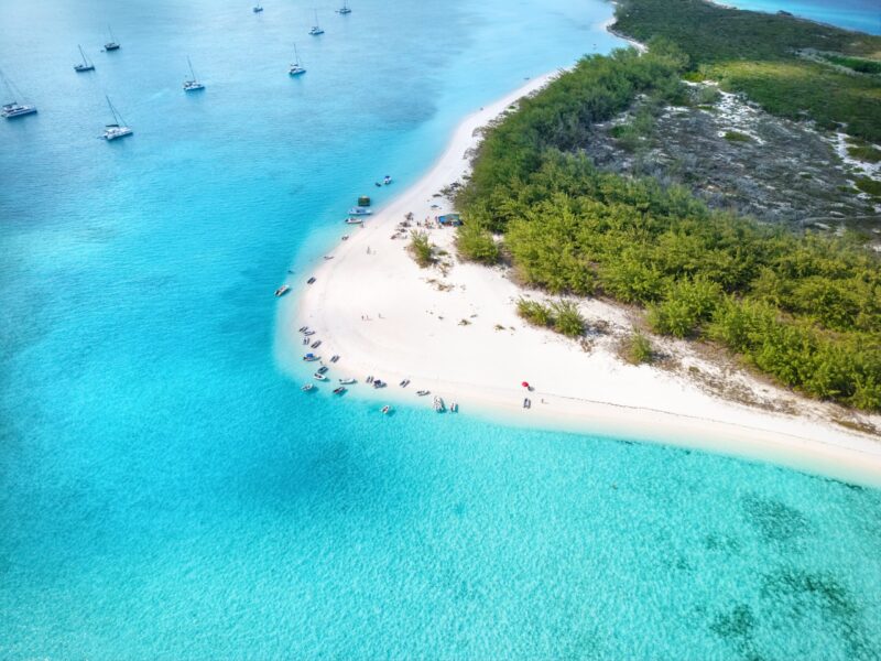 Aerial,View,Of,The,Beautiful,Starfish,Beach,At,Stocking,Island,