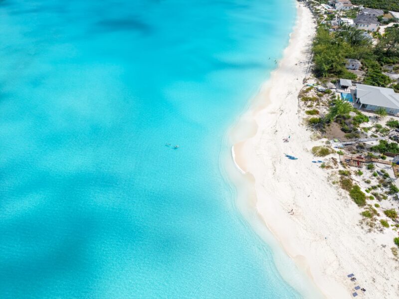 Aerial,View,Of,The,Turquoise,Shining,Ocean,At,The,Famous