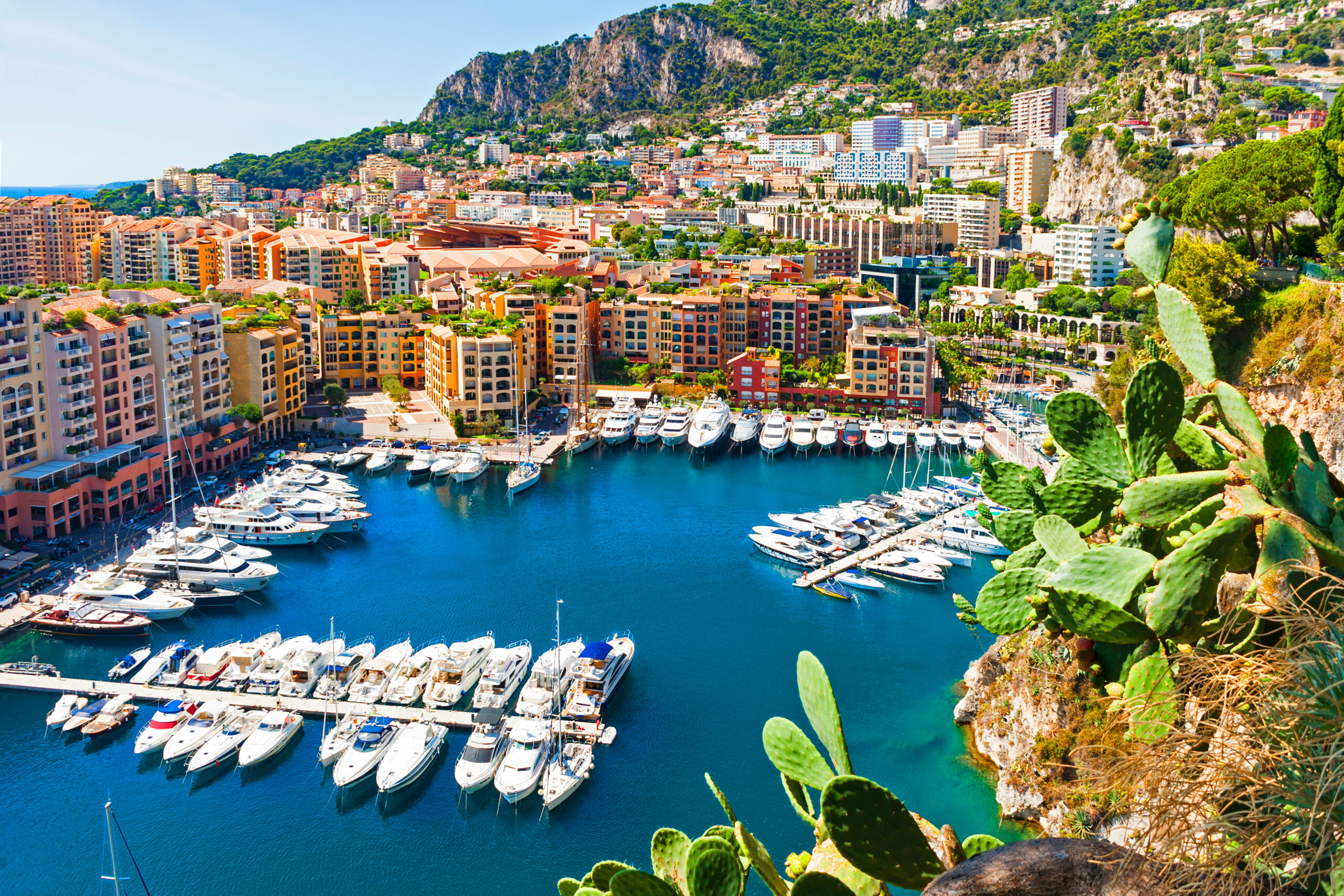 View,Of,Marina,With,Docked,Boats,In,Monaco,City,,Monaco