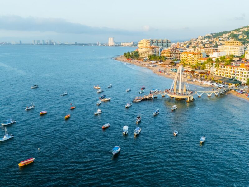 Sunset,At,The,Pier,In,Puerto,Vallarta,,Mexico.,View,Of