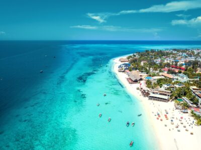 Aerial,View,Of,Nungwi,Beach,In,Zanzibar,,Tanzania,With,Luxury