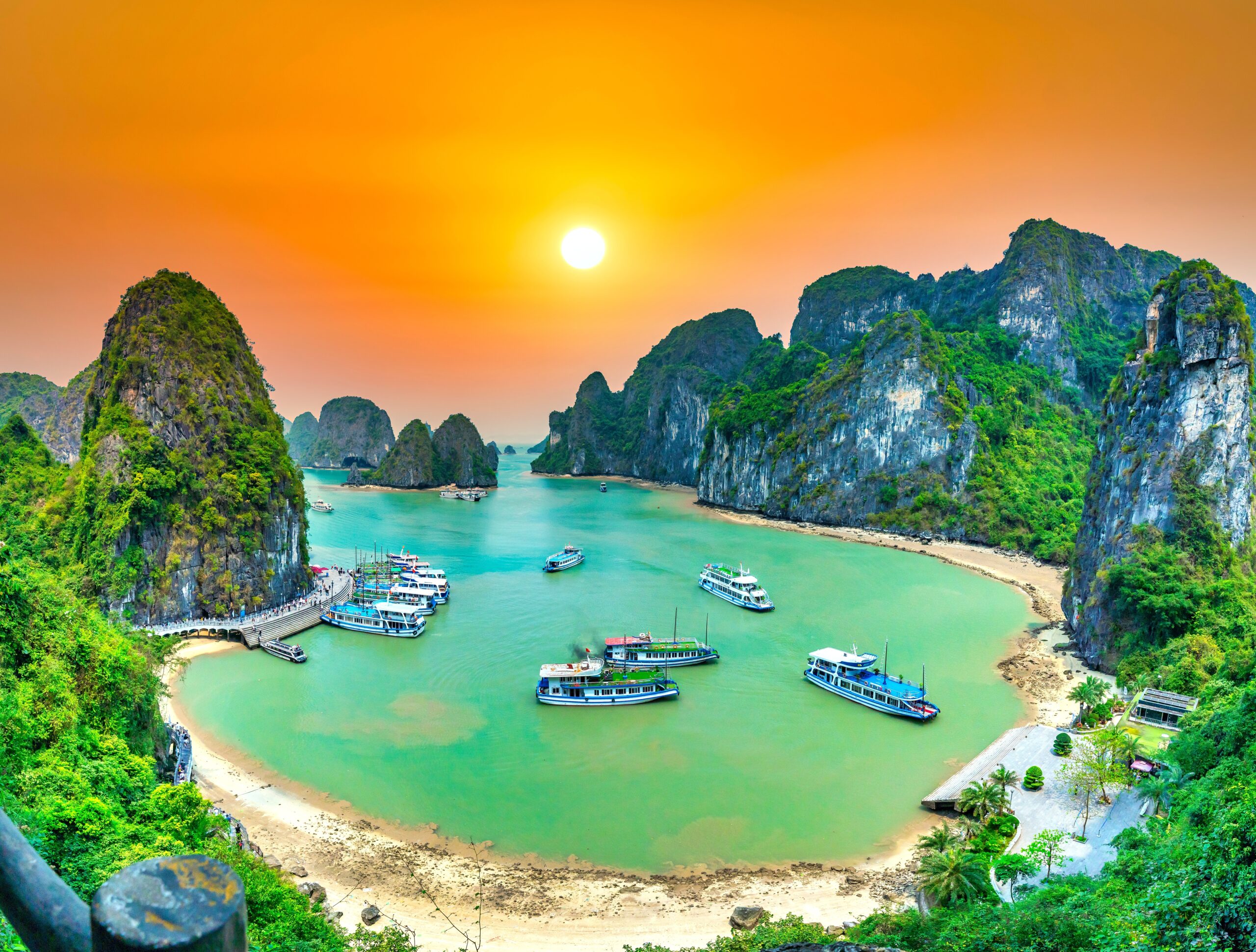 Dreamy,Sunset,Landscape,Halong,Bay,,Vietnam,View,From,Adove.,This