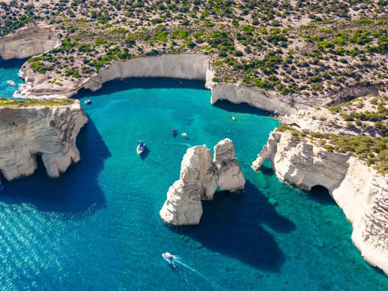 Kleftiko,Bay,,A,Scenic,Attraction,With,White,Volcanic,Rocks,And