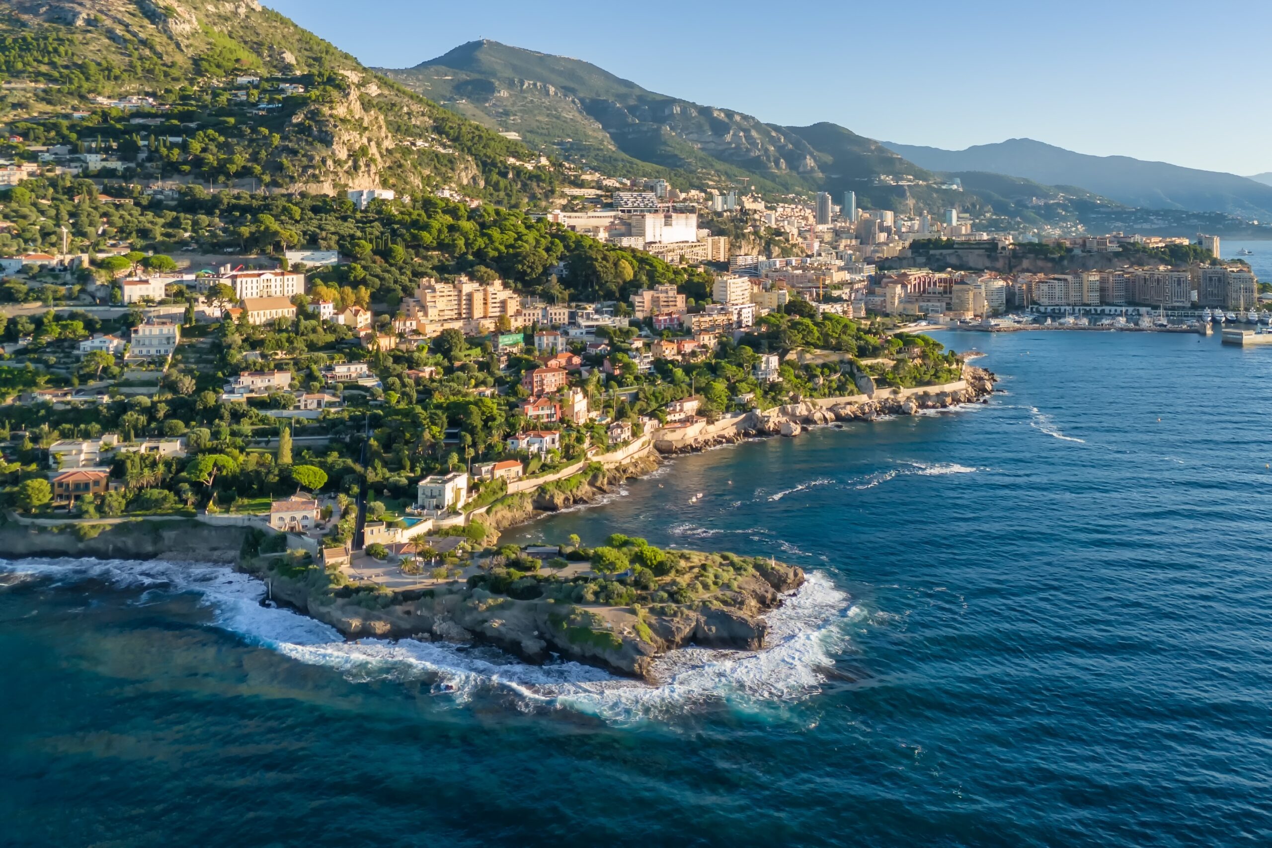 Aerial,View,Of,The,French,Riviera,Coastline,Between,Nice,And