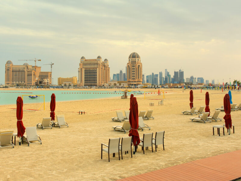 A,Winter,View,Across,Katara,Beach,,West,Bay,,Qatar,,Towards